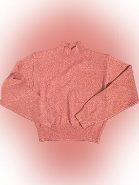 Astr Pink Sparkle Ribbed Mock Neck Style Sweater